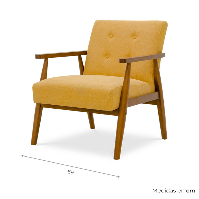 Sillon Tela Amarillo/nogal Cincuenta Y Siete | Sillones y Ottomanes | salas